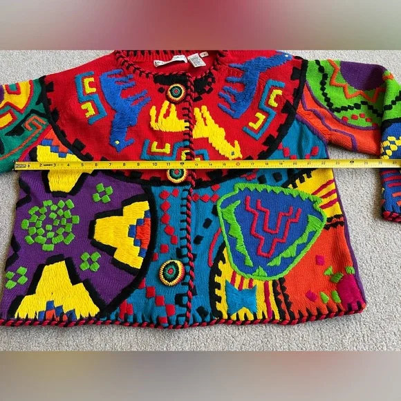 Price FIRM Michael Simon L XL OS Llama Embroidered Sweater Cardigan mothers day - Picture 3 of 6